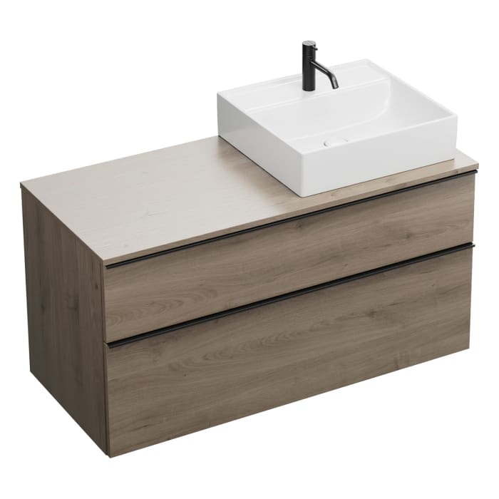 burgbad Eqio Waschtischunterschrank mit Konsolenplatte 120 cm, rechts, mit Griffleiste G0252