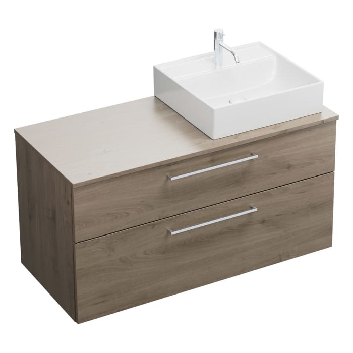 burgbad Eqio Waschtischunterschrank mit Konsolenplatte 120 cm, rechts, mit Stangengriff P95