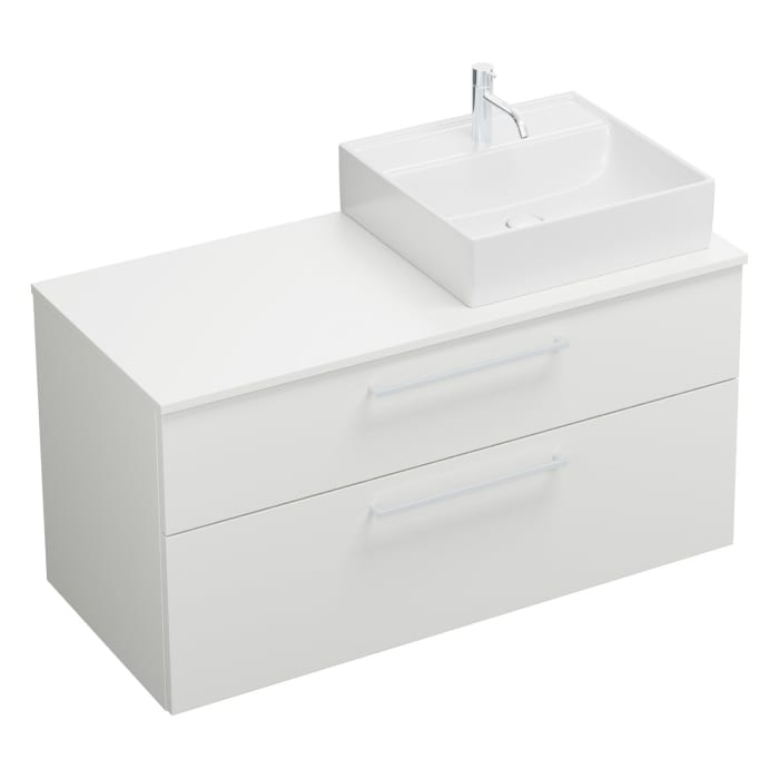 burgbad Eqio Waschtischunterschrank mit Konsolenplatte 120 cm, rechts, mit Stangengriff P95