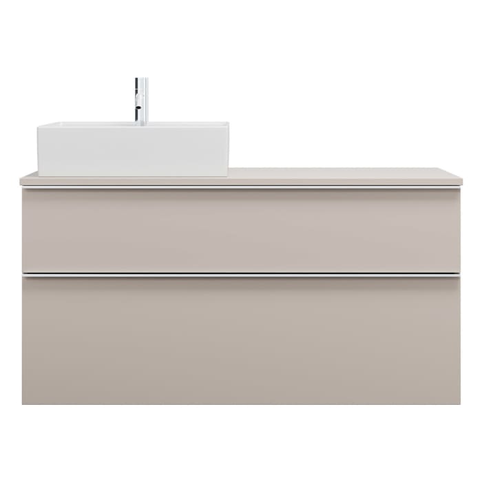 burgbad Eqio Waschtischunterschrank mit Konsolenplatte 120 cm, links, mit Griffleiste G0251