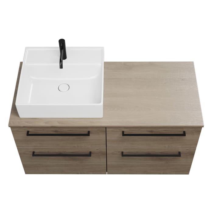 burgbad Eqio Waschtischunterschrank mit Konsolenplatte 120 cm, links, mit Stangengriff G0234