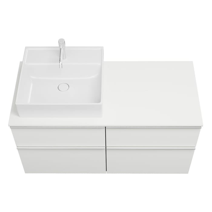 burgbad Eqio Waschtischunterschrank mit Konsolenplatte 120 cm, links, mit Griffleiste G0251