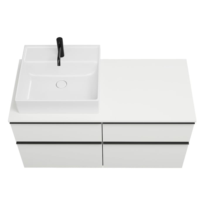 burgbad Eqio Waschtischunterschrank mit Konsolenplatte 120 cm, links, mit Griffleiste G0252