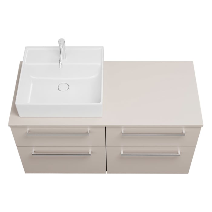 burgbad Eqio Waschtischunterschrank mit Konsolenplatte 120 cm, links, mit Stangengriff P95