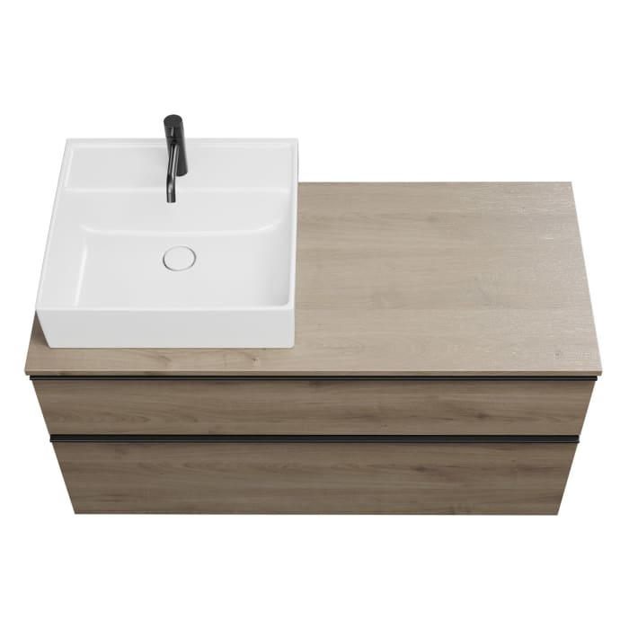 burgbad Eqio Waschtischunterschrank mit Konsolenplatte 120 cm, links, mit Griffleiste G0252