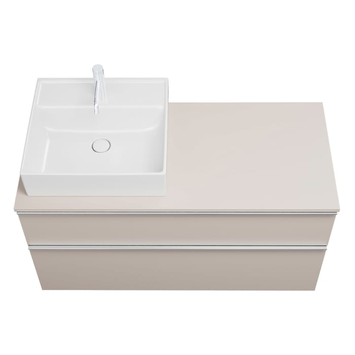 burgbad Eqio Waschtischunterschrank mit Konsolenplatte 120 cm, links, mit Griffleiste G0251