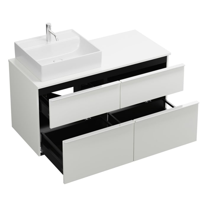 burgbad Eqio Waschtischunterschrank mit Konsolenplatte 120 cm, links, mit Griffleiste G0251