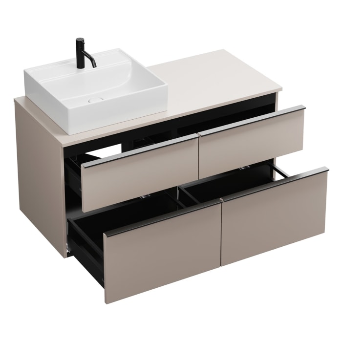 burgbad Eqio Waschtischunterschrank mit Konsolenplatte 120 cm, links, mit Griffleiste G0252