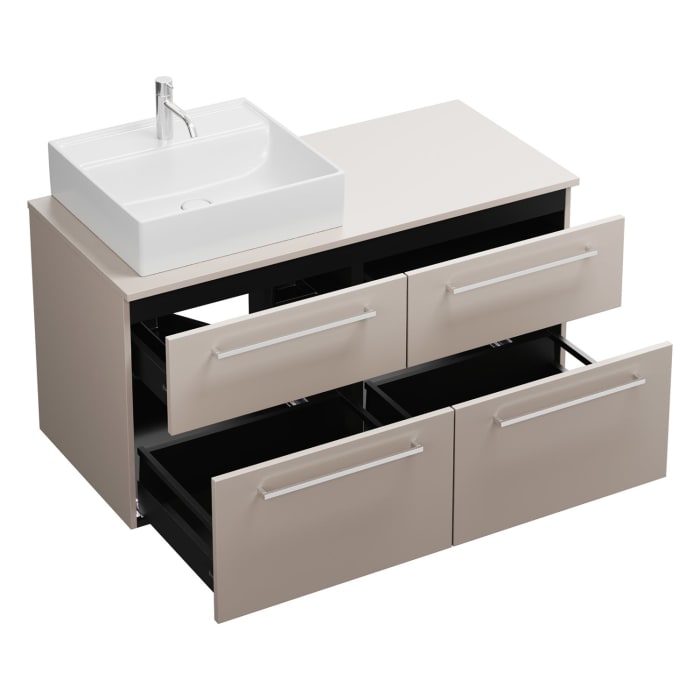 burgbad Eqio Waschtischunterschrank mit Konsolenplatte 120 cm, links, mit Stangengriff P95