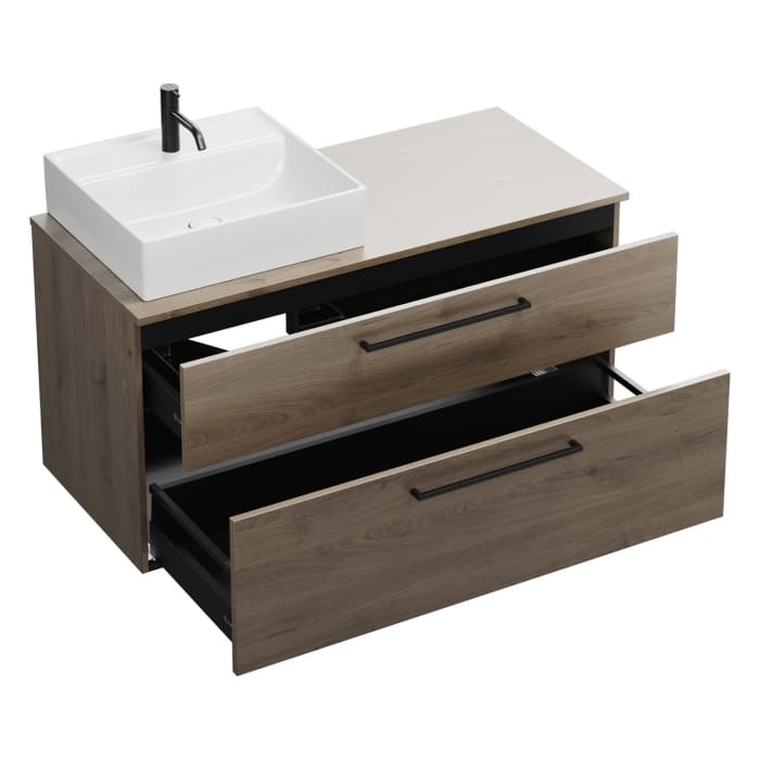 burgbad Eqio Waschtischunterschrank mit Konsolenplatte 120 cm, links, mit Stangengriff G0234