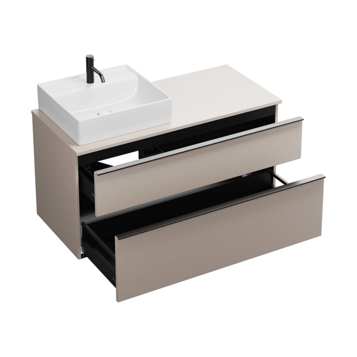 burgbad Eqio Waschtischunterschrank mit Konsolenplatte 120 cm, links, mit Griffleiste G0252