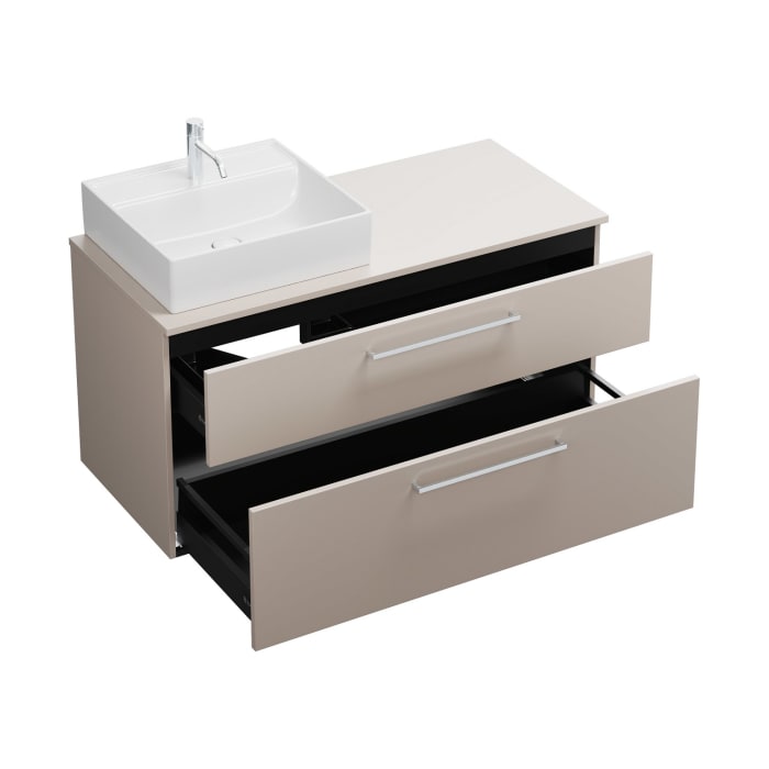 burgbad Eqio Waschtischunterschrank mit Konsolenplatte 120 cm, links, mit Stangengriff P95