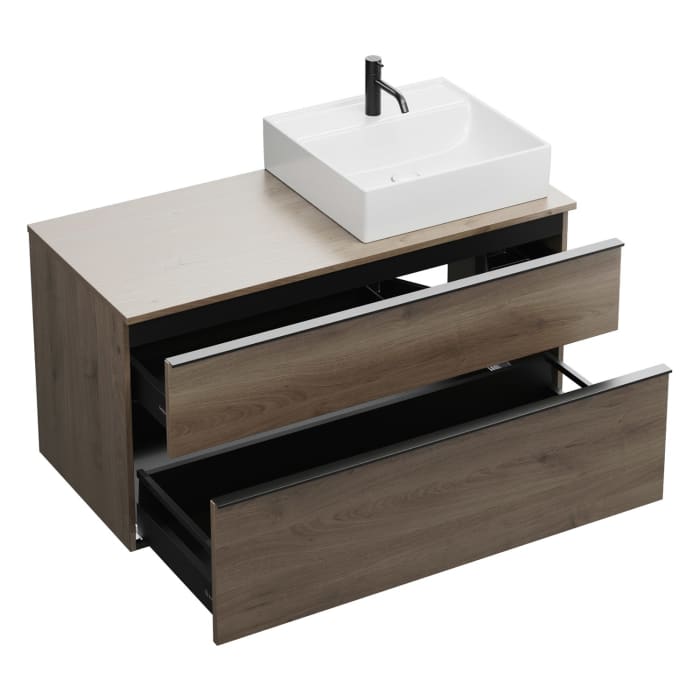 burgbad Eqio Waschtischunterschrank mit Konsolenplatte 120 cm, rechts, mit Griffleiste G0252