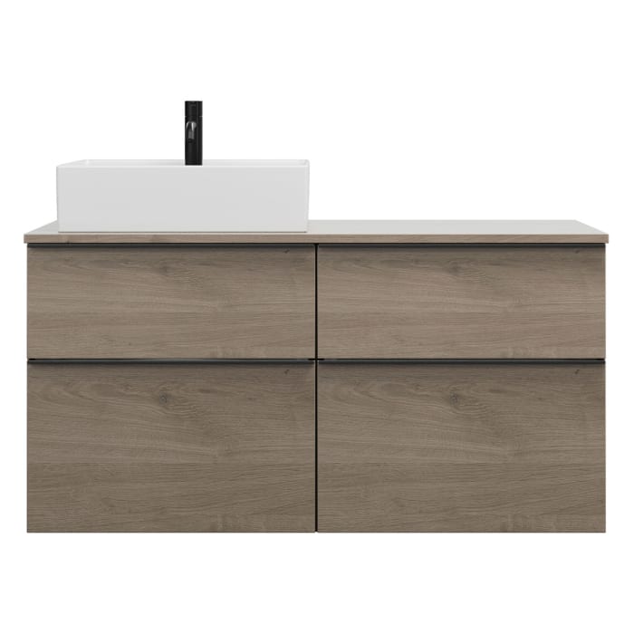 burgbad Eqio Waschtischunterschrank mit Konsolenplatte 120 cm, links, mit Griffleiste G0252