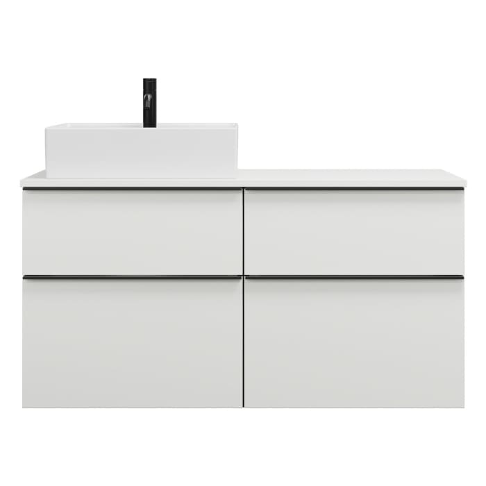 burgbad Eqio Waschtischunterschrank mit Konsolenplatte 120 cm, links, mit Griffleiste G0252