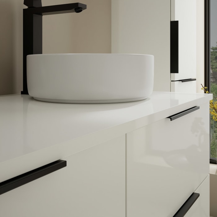 burgbad Eqio Waschtischunterschrank mit Konsolenplatte 120 cm, rechts, mit Griff G0200