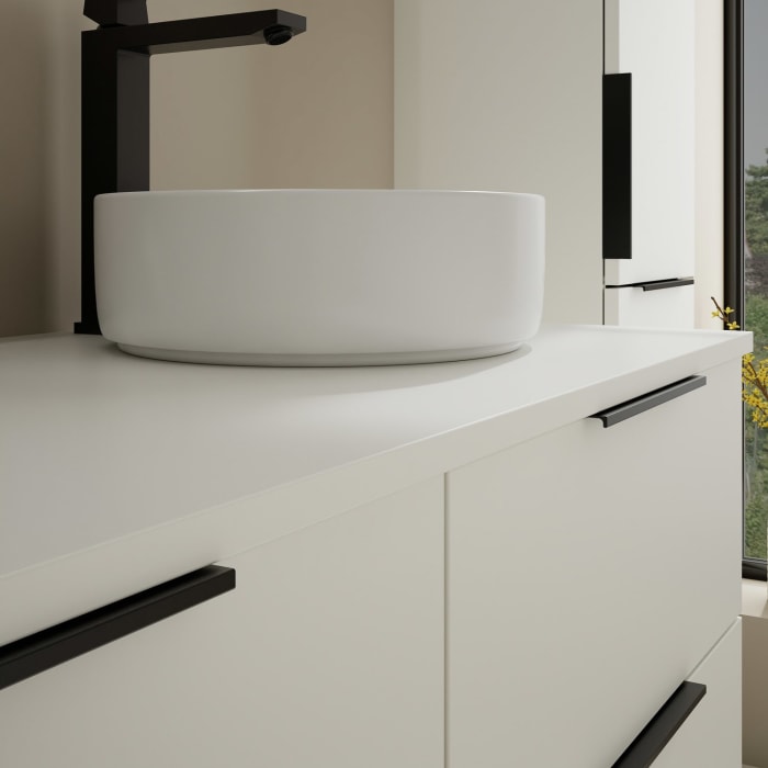 burgbad Eqio Waschtischunterschrank mit Konsolenplatte 120 cm, rechts, mit Griff G0200