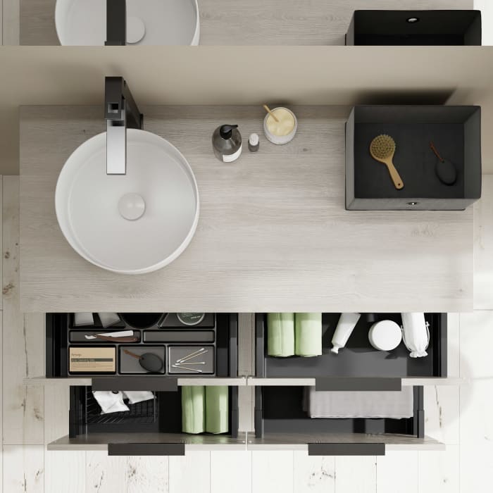 burgbad Eqio Waschtischunterschrank mit Konsolenplatte 120 cm, links, mit Griff G0200