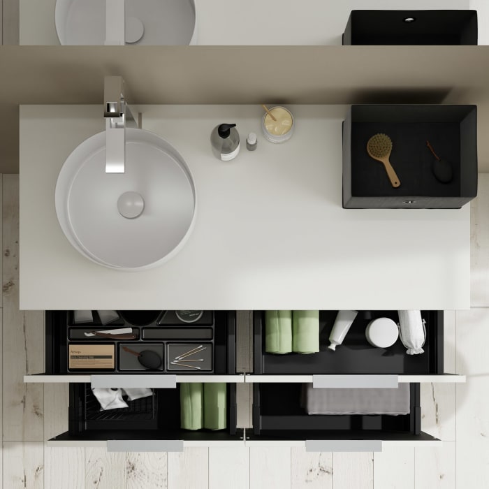 burgbad Eqio Waschtischunterschrank mit Konsolenplatte 120 cm, links, mit Griff G0146