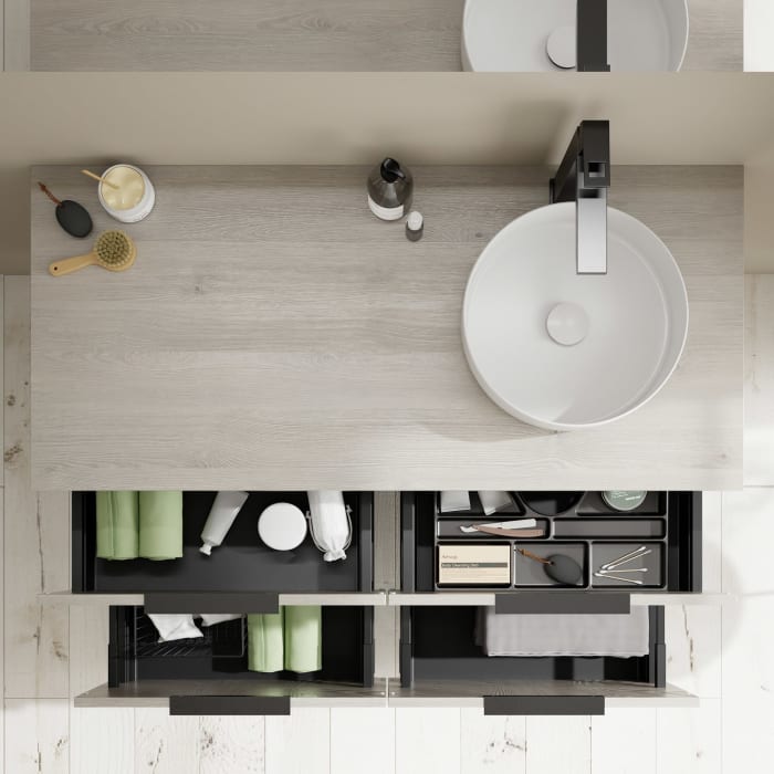 burgbad Eqio Waschtischunterschrank mit Konsolenplatte 120 cm, rechts, mit Griff G0200