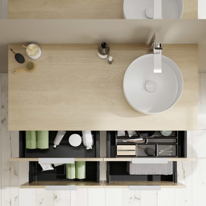 burgbad Eqio Waschtischunterschrank mit Konsolenplatte 120 cm, rechts, mit Griff G0146