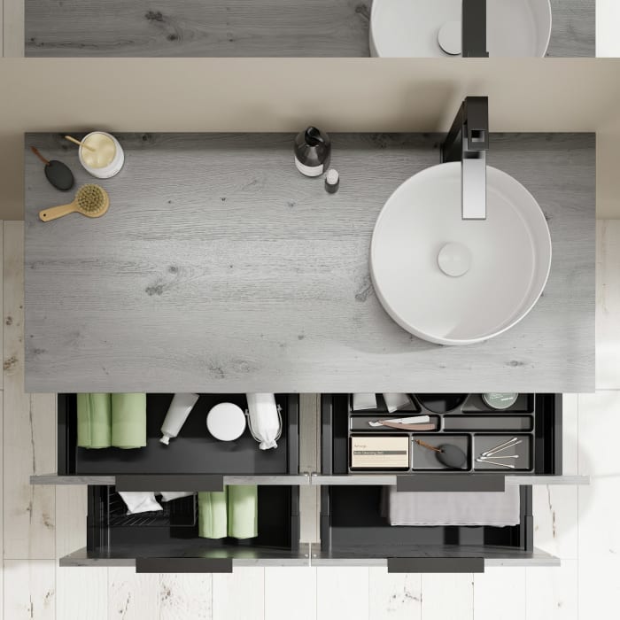 burgbad Eqio Waschtischunterschrank mit Konsolenplatte 120 cm, rechts, mit Griff G0200