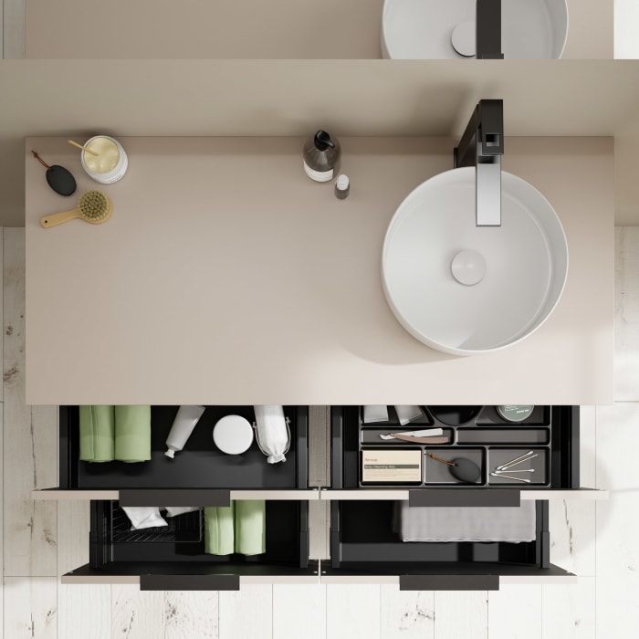 burgbad Eqio Waschtischunterschrank mit Konsolenplatte 120 cm, rechts, mit Griff G0200