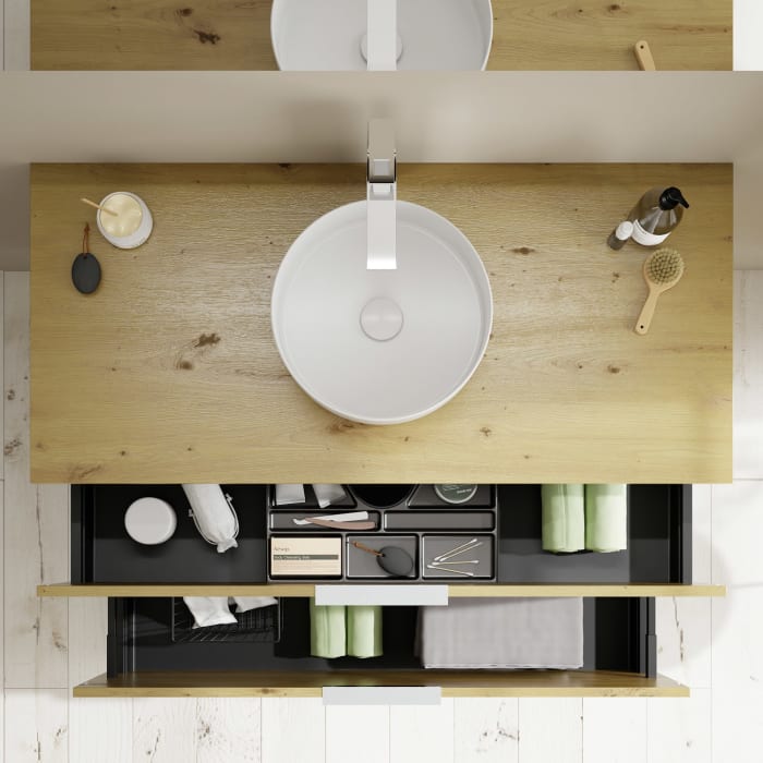 burgbad Eqio Waschtischunterschrank mit Konsolenplatte 120 cm, mit Griff G0146