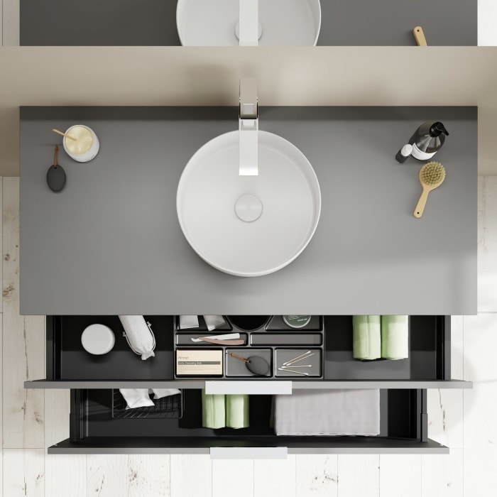 burgbad Eqio Waschtischunterschrank mit Konsolenplatte 120 cm, mit Griff G0146