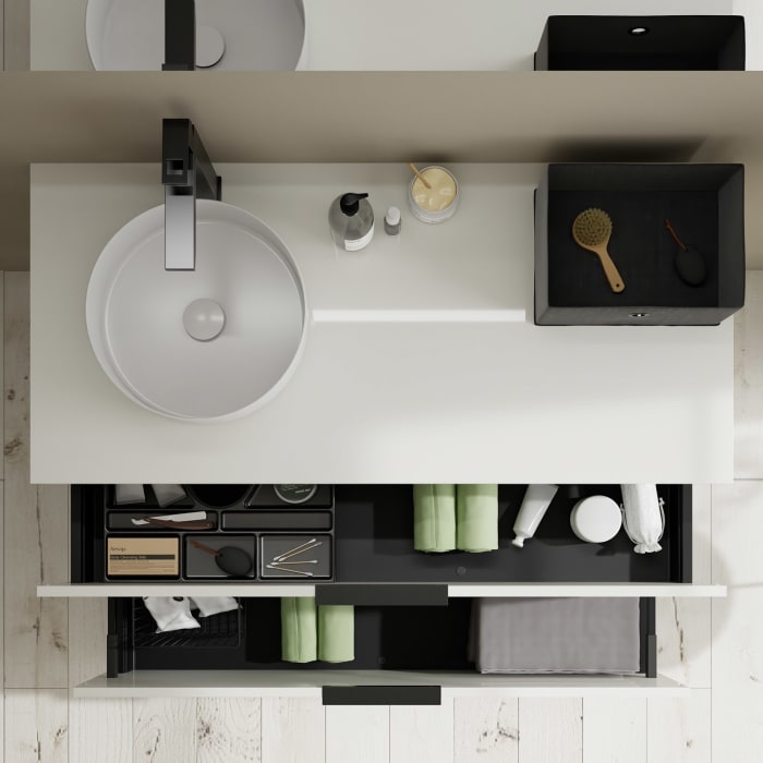 burgbad Eqio Waschtischunterschrank mit Konsolenplatte 120 cm, links, mit Griff G0200