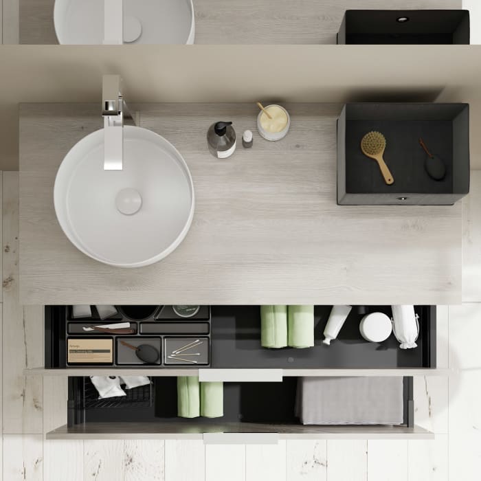 burgbad Eqio Waschtischunterschrank mit Konsolenplatte 120 cm, links, mit Griff G0146