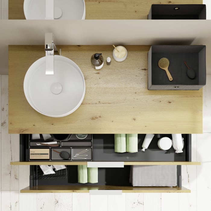 burgbad Eqio Waschtischunterschrank mit Konsolenplatte 120 cm, links, mit Griff G0146