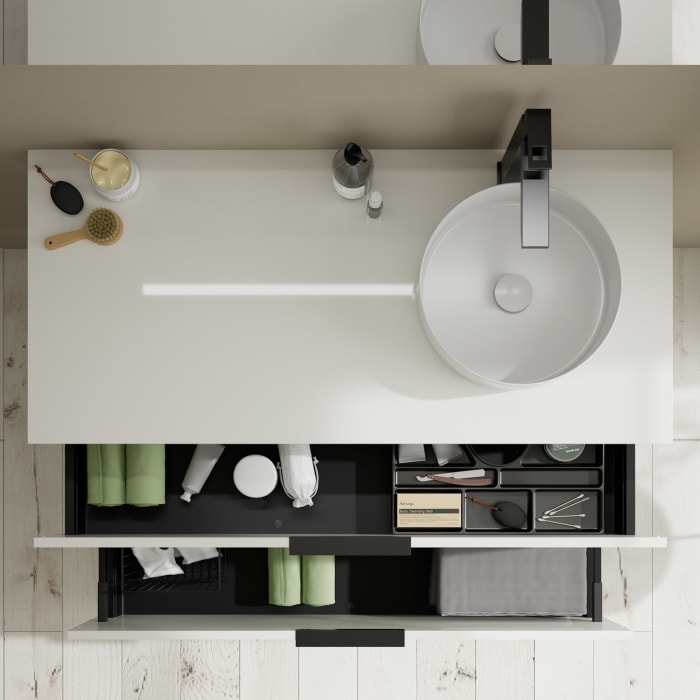 burgbad Eqio Waschtischunterschrank mit Konsolenplatte 120 cm, rechts, mit Griff G0200