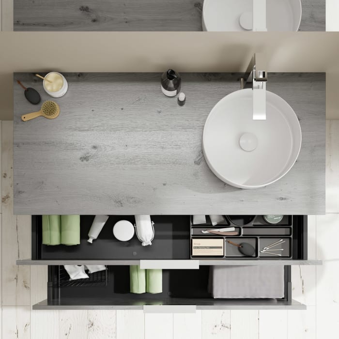 burgbad Eqio Waschtischunterschrank mit Konsolenplatte 120 cm, rechts, mit Griff G0146