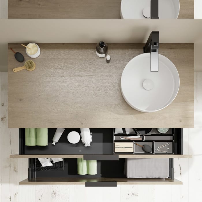 burgbad Eqio Waschtischunterschrank mit Konsolenplatte 120 cm, rechts, mit Griff G0200