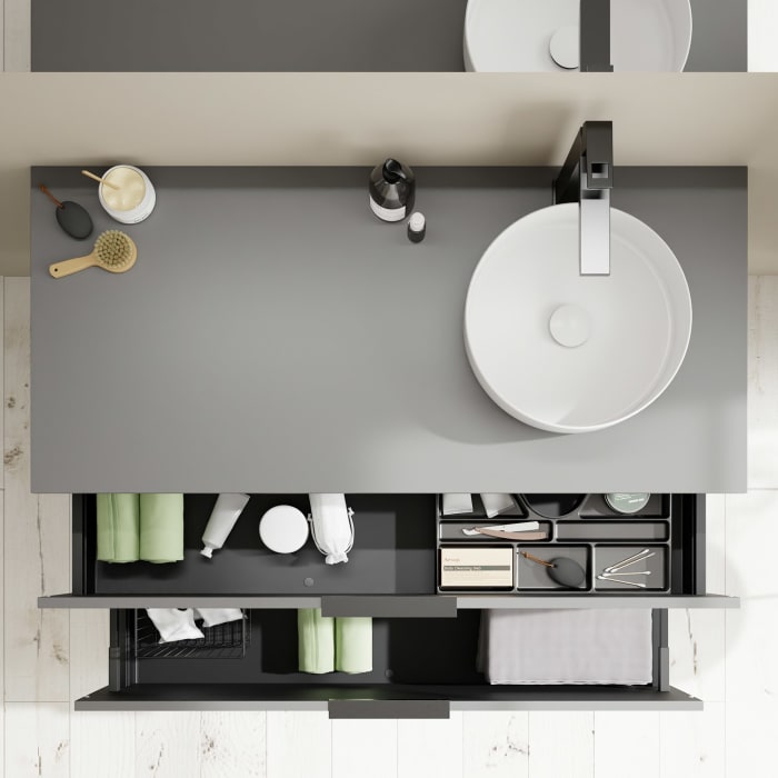 burgbad Eqio Waschtischunterschrank mit Konsolenplatte 120 cm, rechts, mit Griff G0200