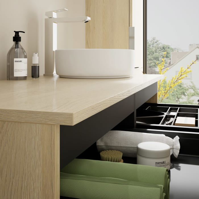 burgbad Eqio Waschtischunterschrank mit Konsolenplatte 120 cm, rechts, mit Griff G0146