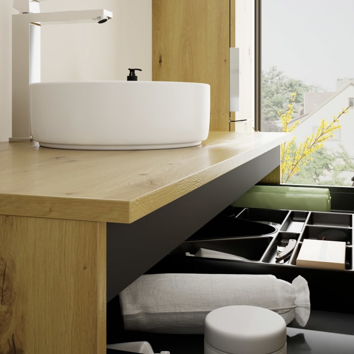 burgbad Eqio Waschtischunterschrank mit Konsolenplatte 120 cm, mit Griff G0146