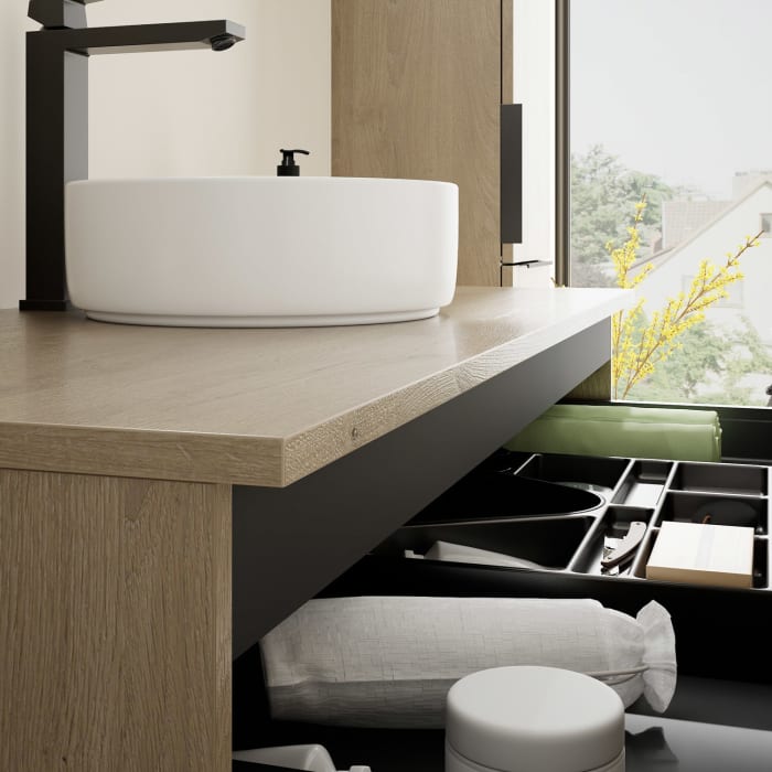 burgbad Eqio Waschtischunterschrank mit Konsolenplatte 120 cm, mit Griff G0200