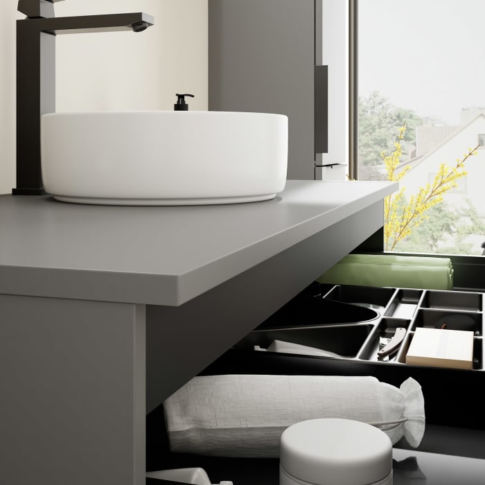 burgbad Eqio Waschtischunterschrank mit Konsolenplatte 120 cm, mit Griff G0200