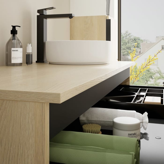 burgbad Eqio Waschtischunterschrank mit Konsolenplatte 120 cm, rechts, mit Griff G0200