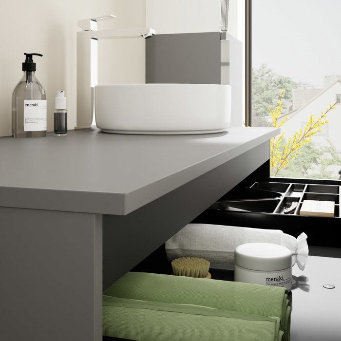 burgbad Eqio Waschtischunterschrank mit Konsolenplatte 120 cm, rechts, mit Griff G0146