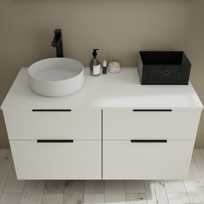 burgbad Eqio Waschtischunterschrank mit Konsolenplatte 120 cm, links, mit Griff G0200