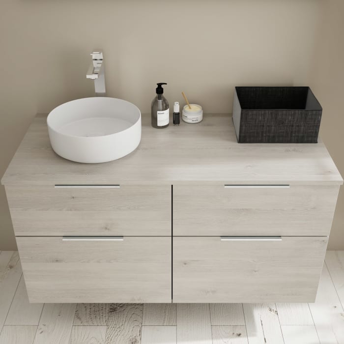 burgbad Eqio Waschtischunterschrank mit Konsolenplatte 120 cm, links, mit Griff G0146