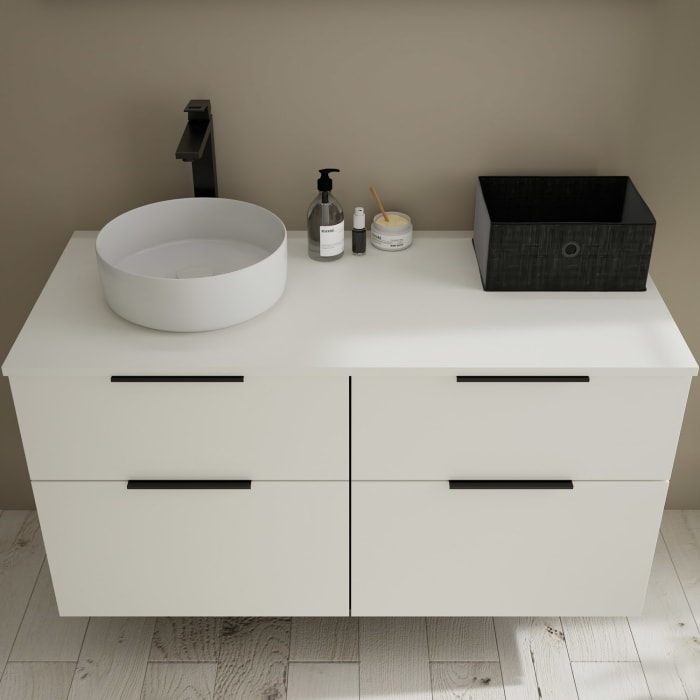 burgbad Eqio Waschtischunterschrank mit Konsolenplatte 120 cm, links, mit Griff G0200