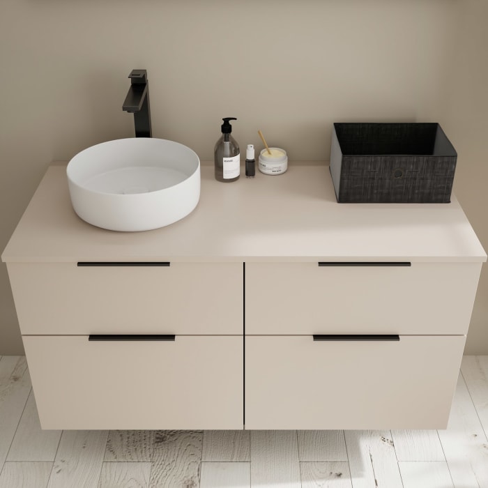 burgbad Eqio Waschtischunterschrank mit Konsolenplatte 120 cm, links, mit Griff G0200