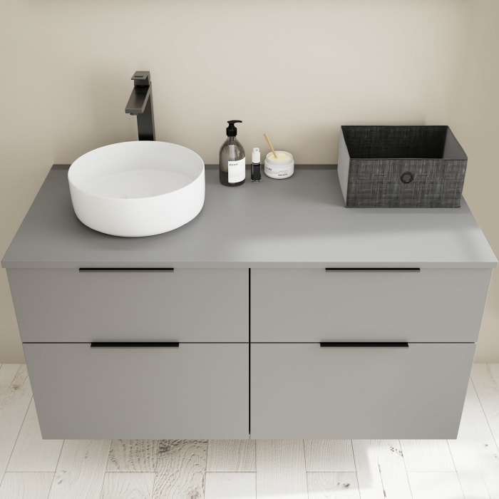 burgbad Eqio Waschtischunterschrank mit Konsolenplatte 120 cm, links, mit Griff G0200