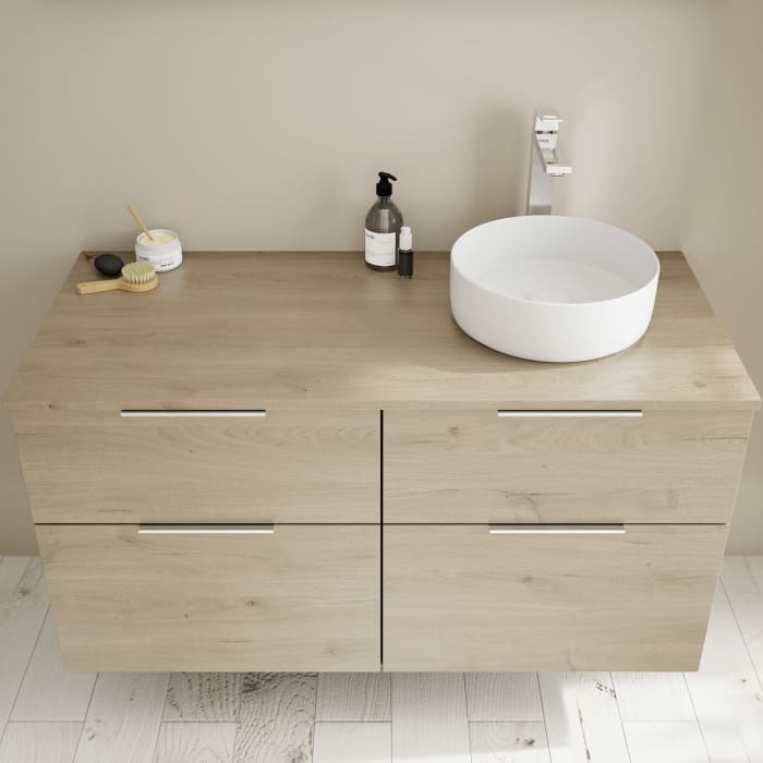 burgbad Eqio Waschtischunterschrank mit Konsolenplatte 120 cm, rechts, mit Griff G0146