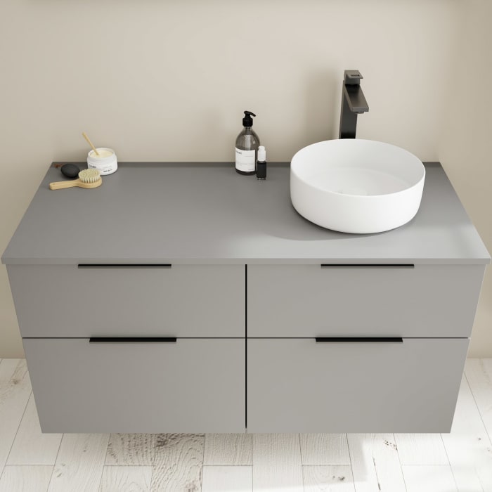 burgbad Eqio Waschtischunterschrank mit Konsolenplatte 120 cm, rechts, mit Griff G0200