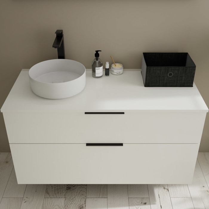 burgbad Eqio Waschtischunterschrank mit Konsolenplatte 120 cm, links, mit Griff G0200